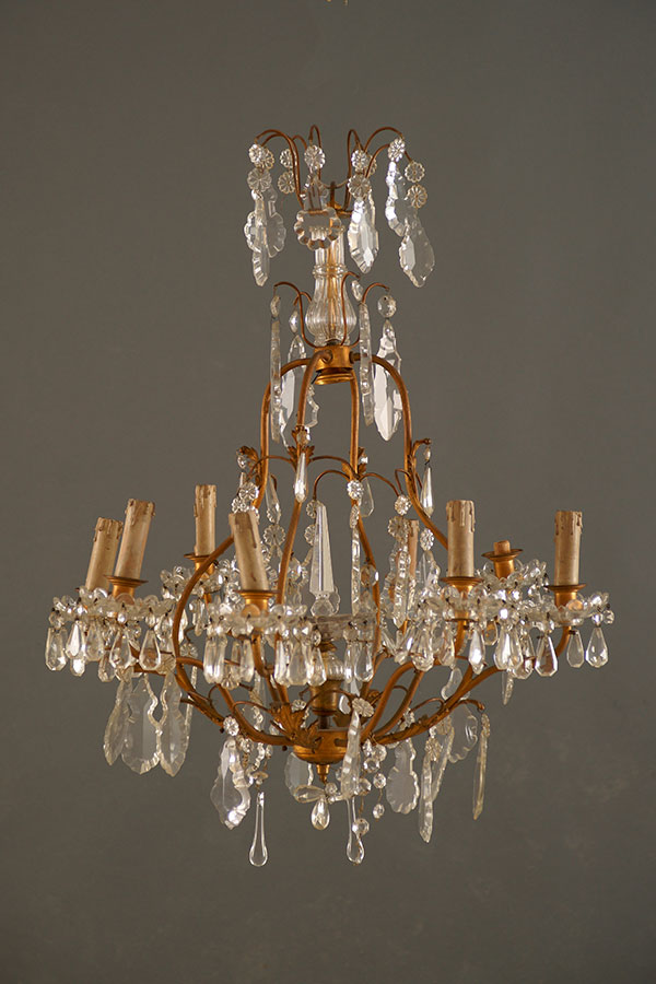 Old chandeliers. Collection of old lamps. Trade. Poland
