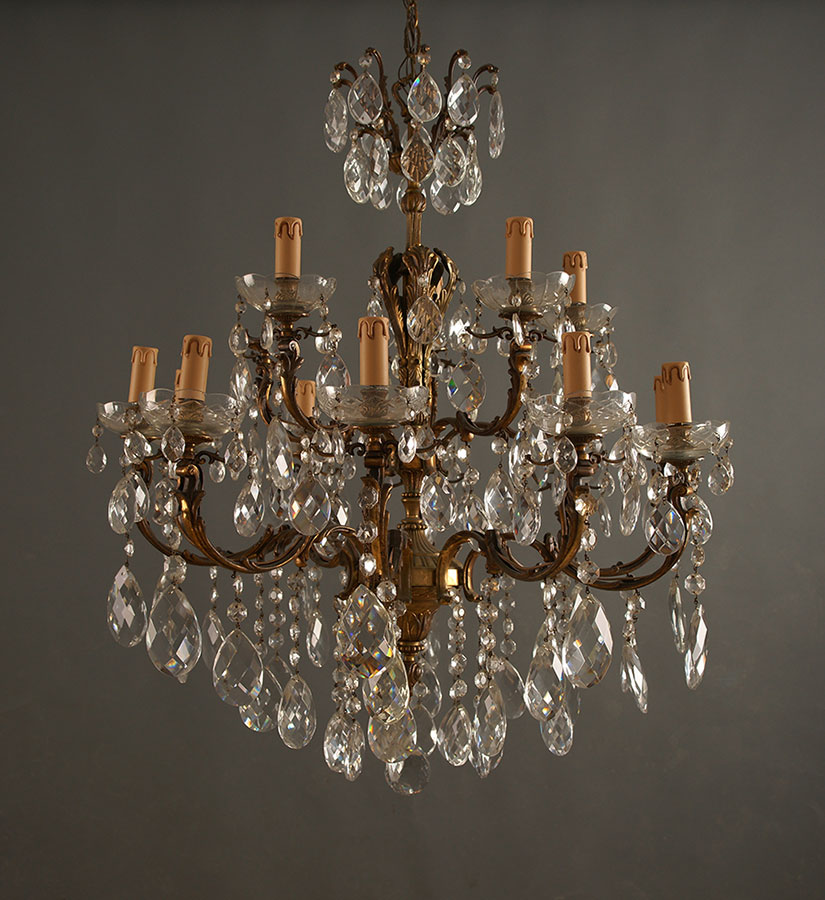Old chandeliers. Collection of old lamps. Trade. Poland